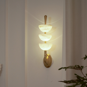 Luxury Brass and Alabaster LED <b>Wall</b> Sconce Nordic Italian Hotel Villa Corridor Tiered Designer Ambient <b>Light</b> High Art - Product Image 2