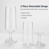 Flûtes à champagne en plastique PET transparent de 8 oz, tiges détachables, verres à vin incassables, 240 ml, gobelets réutilisables pour les mariages et les fêtes