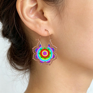 Bohemia Alloy <b>Drop</b> Earrings Colorful Gradient Flower Leaf Pattern Women's Party Jewelry Antique <b>Bronze</b> Plated - Product Image 2