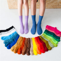 Chaussettes mi-mollet unisexes en coton 100% respirant et écologique, tricotées, couleur unie, à pois, pour l'hiver
