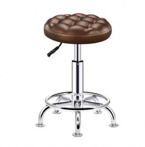 Tabouret de bar de beauté en cuir synthétique Chaise de manucure et de barbier durable avec ascenseur rotatif et roues Vente en gros en usine - Product Image 5
