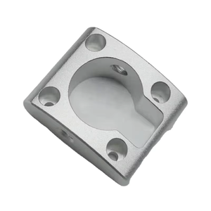 Custom CNC Milled <b>Sandblasted</b> Silver Aluminum Square Flange Base Large Semi-Circular Inner Cavity Four Countersink Hole Motor Mo - Product Image 4