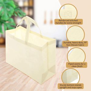 Bolsa de Compras Reutilizable Personalizada para Tiendas Boutique, Bolsa de Tela Grande Beige, Bolsa de Compras de Tela No Tejida, Bolsa de Supermercado Rpet - Product Image 3