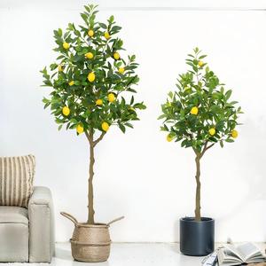 Grande Albero di Limone Artificiale Nordico per Interni, Albero Decorativo Verde <span class=keywords><strong>Bonsai</strong></span>, Materiale PU e PVC Morbido, Altezza 120-180cm - Product Image 2
