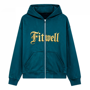 Sudadera con Capucha de Algodón Estilo Gótico para Hombre, de Alta Calidad, con Cierre y Bordado Personalizado - Product Image 3