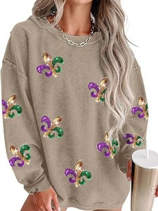 Nueva llegada Nuevo diseño Mardi Gras Ropa de manga larga para mujer 2024 Lentejuelas Mardi Gras <span class=keywords><strong>Sudadera</strong></span> - Product Image 4