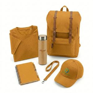 2026 Customized Eco-Friendly Promotional Gift Set Reusable <b>Canvas</b> Backpack with Bamboo Tumbler Notebook Corporate Gift Pack - Product Image 2