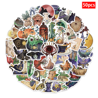 Lot de 50 autocollants décoratifs en vinyle à l'aquarelle, motifs sorcières, pour téléphones portables, bagages, bouteilles, guitares, carnets