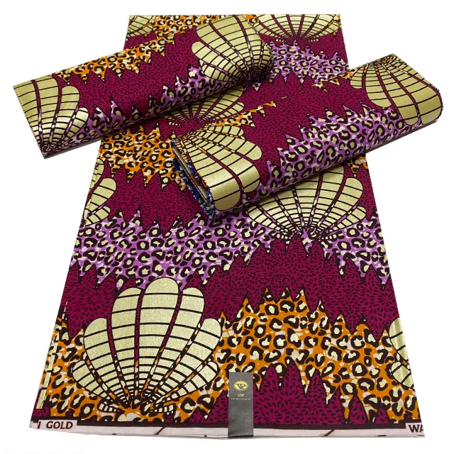 थोक अफ्रीकी गोल्डन मोम प्रिंट कपड़े अंकारा 100% सूती कपड़े 6 गज की दूरी पर/पीसी के लिए सिलाई पोशाक