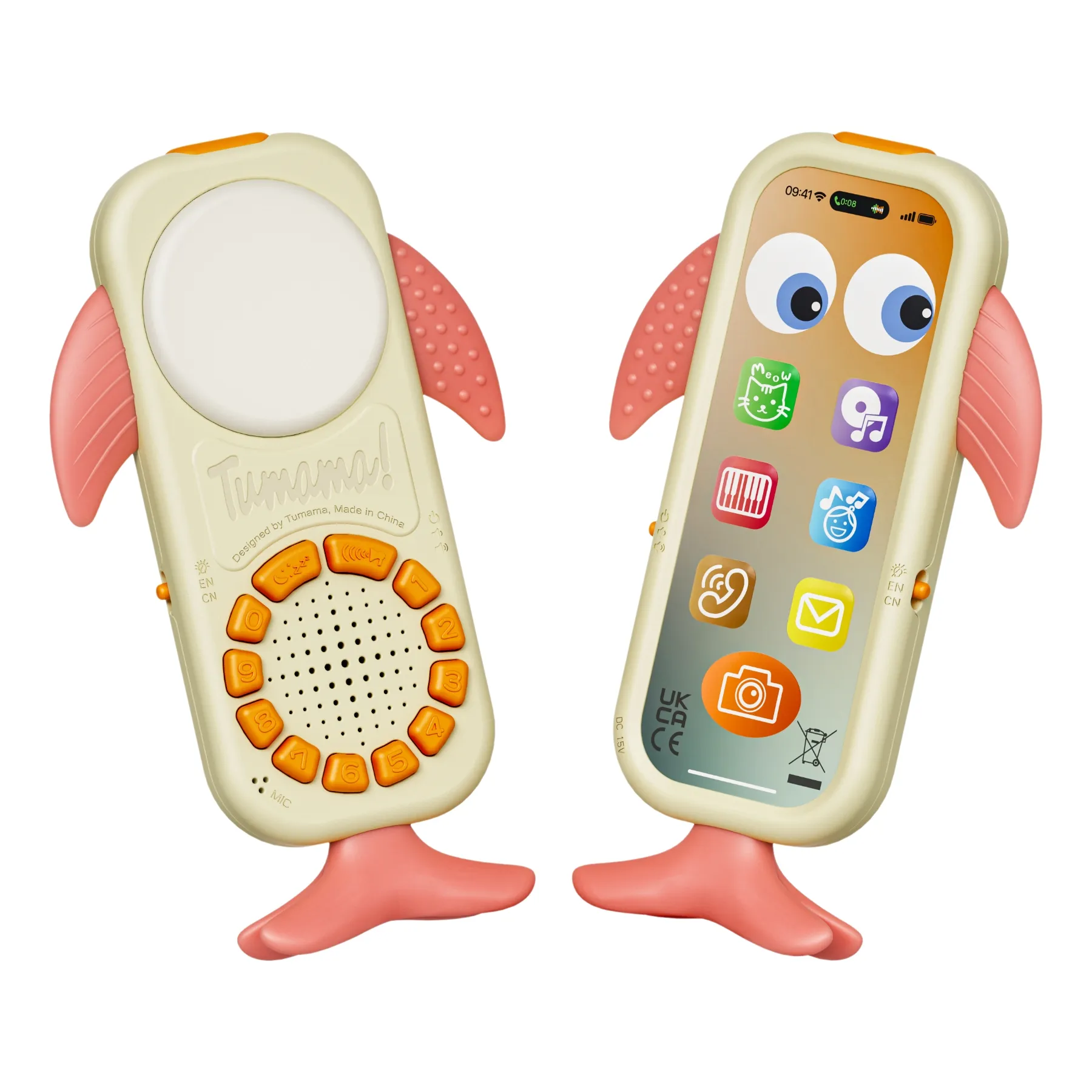 Tumamaキッズクジラデザインミュージカル携帯電話キッズラーニングスマートフォンおもちゃ録音ベビーミニ携帯電話おもちゃ