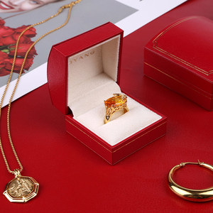 Boyang Custom Wedding Red Paper Necklace Ring Gold Jewelry Packaging <b>Gift</b> Set Box Luxury - Product Image 5