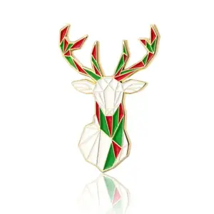 Christmas Gift Deer Pins 20years Manufacture Customized Gold Plating Metal Soft Enamel Badge Pin for Souvenirs Gifts