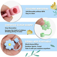 Vente en gros 10mm 3D Silicone paille Topper mignon fleurs Design compatible avec 30 & 40 oz gobelets verres accessoires