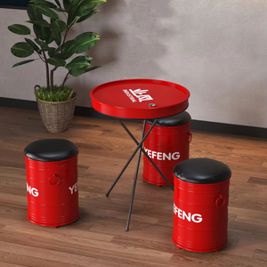 Diseño de tambor de aceite industrial Muebles de restaurante Mesa y sillas Cafetería Pub Creatividad bar Set Silla - Product Image 1