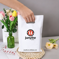 Sac de courses recyclable JiJiD avec petite poignée, impression de logo personnalisé, sac en plastique découpé avec poignée, sac de courses en plastique