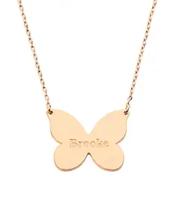 High Quality Stainless Steel 18k Gold Plated Butterfly Engraved Personalized Name Necklace