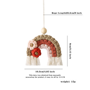 Petit décor de pépinière fait main <span class=keywords><strong>arc</strong></span>-<span class=keywords><strong>en</strong></span>-<span class=keywords><strong>ciel</strong></span> fleur forme macramé tissé tenture murale Boho enfants <span class=keywords><strong>chambre</strong></span> décoration gland cadeau EH2412100 - Product Image 5