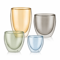 Tasses à café glacé à double paroi de 350 ml et 450 ml, en verre coloré, grande capacité