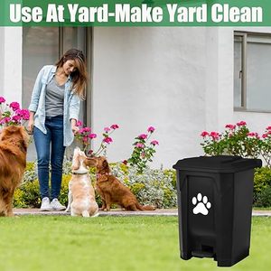 Poubelle à caca pour chien à l'extérieur avec couvercle Conteneur à déchets pour chien Pédale mains libres Jardin Cour Maison avec sacs à déchets15 L Gris - Product Image 5