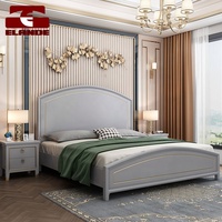 Lit en bois massif de style européen personnalisé, meuble de chambre à coucher, lit double sculpté simple, haute boîte de rangement