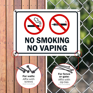 Letrero de Aluminio Blanco Premium, Prohibido Fumar y Vapear, Impresión UV, Resistente a la Intemperie y a la Decoloración, Personalizable, Letrero Anti-Tabaco - Product Image 3