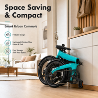 Vélo électrique pliable pratique en fibre de carbone, frein à disque hydraulique durable, vélo électrique de loisirs urbain