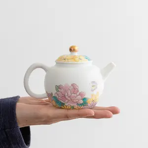 Jingdezhen — petite théière Lotus en céramique, simple et fraîche, pour la maison, service à thé kung fu, filtre, pot simple