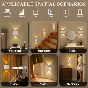 โคมไฟติดผนังในบ้านแบบสมาร์ทโมเดิร์น ชาร์จไฟผ่าน USB ได้ พร้อมเซ็นเซอร์ตรวจจับความเคลื่อนไหวแบบไร้สาย สไตล์นอร์ดิก ใช้กับบันได ข้างเตียง ไฟ LED สำหรับกลางคืน - Product Image 6