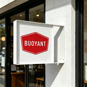 ป้ายแขวนรูปทรงสี่เหลี่ยมสำหรับร้านกาแฟ ป้ายโฆษณาติดผนังภายนอก ป้ายโลโก้แบบกำหนดเอง ป้ายโลหะสำหรับธุรกิจกลางแจ้ง - Product Image 1