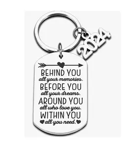 2024 Behind You All Your Memories Inspirational Gift Key Ring Graduation Gift Keychain