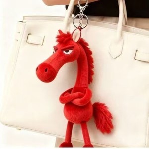 High-Cold <b>Black</b> Horse Pendant <b>Bag</b> Decoration Plush Doll Toy for Children, 20cm - Product Image 6
