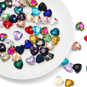 Strass en verre en forme de cœur à dos plat pour nail art, accessoires DIY, vente en gros - Product Image 3