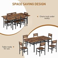 Juego de Mesa de Comedor Extensible y Plegable de Acero Inoxidable de 7 Piezas, 6 Sillas, Diseño Industrial, Estante de Almacenamiento que Ahorra Espacio, ODM/OEM