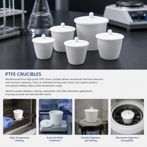 Crisol de PTFE de alta pureza Degao, crisol de porcelana química de 10/20/30/40/50/100 ml para digestión ácida y preparación de muestras - Product Image 2