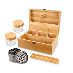 Multiple Partitions Handmade High Quality Custom Divider Wooden Stash Box With Lock