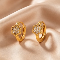 1 Paire de Boucles d'Oreilles Blanches en Zirconium Entièrement Serties, Motif Fleur, en Cuivre Classique, Bijoux Unisexe Tendance pour le Quotidien, les Vacances, les Fêtes et les Rendez-vous