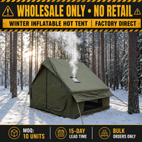 Tente d'hiver gonflable 6,3 m² avec cheminée ignifuge, cabane gonflable 4 saisons imperméable pour le glamping
