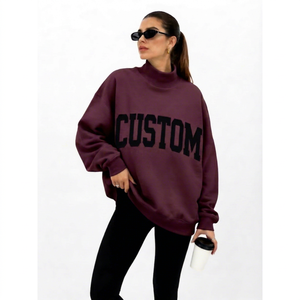 Women Oversized Mockneck Pullover Custom Relaxed Fit Premium Casual <b>Top</b> Private Label Boutique Clothing Wholesale - Product Image 1