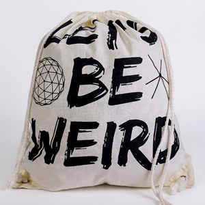 Wholesale Custom Cotton <b>Canvas</b> Tote Silk Screen Printed Punch Style <b>Drawstring</b> Backpack Logo Letter Pattern Small Shopping <b>Bag</b> - Product Image 1