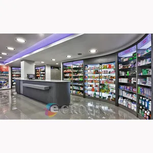 Pharmacy acrylic medicine counter for advertising, acrylic advertising drugstore shop showcase OEM
