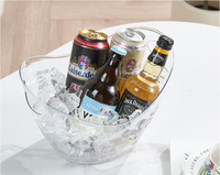 Seau à glace en plastique transparent avec logo personnalisé, bac à boissons 4L 8L pour bière et boissons