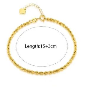 Xinfly High Quality Pure 18K Real Gold Twist Bracelet Trendy Au750 Adjustable Heart Pendant Jewelry <b>Rope</b> <b>Chain</b> for Women - Product Image 5