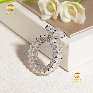 Özelleştirilmiş benzersiz düğün gelin takı 925 katı gümüş GRA sertifikaları beyaz radyant mozanit elmas sonsuzluk bant yüzük - Product Image 4