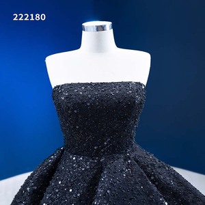 Robe de soirée élégante et décontractée sur mesure RSM222180, robe de mariée noire de luxe pour soirée - Product Image 2