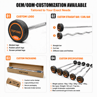 Barra Fija de TPU de Grado Comercial TOPTONS, Barra Recta y Curva EZ, Barra Prepesada de 10-30 KG para Entrenamiento de Fuerza en Gimnasio