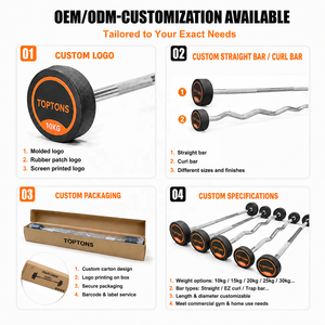 <span class=keywords><strong>Barre</strong></span> de musculation fixe TOPTONS de qualité commerciale en TPU, <span class=keywords><strong>barre</strong></span> droite et <span class=keywords><strong>barre</strong></span> <span class=keywords><strong>EZ</strong></span> <span class=keywords><strong>Curl</strong></span> pré-pondérée 10-30KG pour l'entraînement en salle de sport - Product Image 3