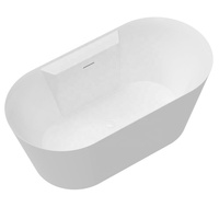 Baignoire ovale autoportante en acrylique blanc brillant de 1,5 m, baignoire profonde moderne avec fonction cascade pour salle de bain