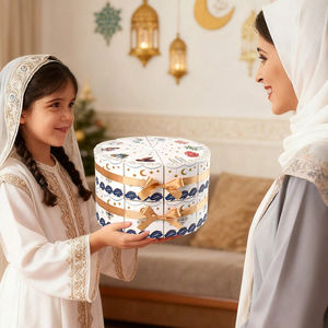 Cajas de Regalo Creativas en Forma de Abanico, Divisibles, Impermeables y Ecológicas, con Lazo Dorado, Tema Islámico, Forma de Pastel, Separables - Product Image 2