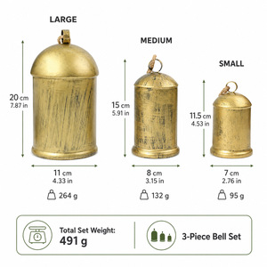 Large Retro Metal Cylinder <b>Christmas</b> Bell Antique Brass Pendant <b>Christmas</b> Tree Door Hanging <b>Garland</b> Decoration. - Product Image 2