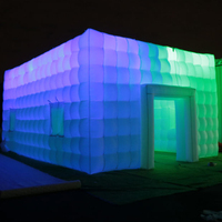 Tente de fête de mariage, Cube gonflable éclairé en plein air, lumière LED, événement, tente de boîte de nuit gonflable